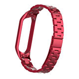 Xiaomi Uyumlu Mi Band 5 Stainless Steel 3 Bakla Çelik Kayış Kordon-(5775)