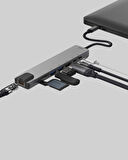 Alüminyum Kasalı MacBook USB-C Hub – 4K HDMI USB 3.0 SD/TF Kart Girişi PD Şarj