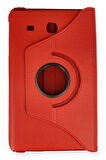 Samsung Galaxy T560 Tab E 9.7 Kılıf 360 Tablet Deri Kılıf - Kırmızı-(5796)