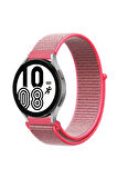 Samsung Galaxy Watch 4 Hasırlı Cırtcırtlı Kordon - Pembe-(5796)