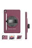 iPad 10.2 (7.nesil) Kılıf Hand Strap Tablet Kılıfı - Mürdüm-(5796)
