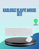 Q Klavye Beyaz Klavye Ve Mouse Seti Kablosuz USB Girişli