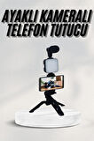 Telefon Tutucu Led Işıklı Kumandalı Mikrofon Telefon Vlog Video Kayıt