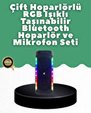 Yüksek Ses Güçlü Kablosuz Hoparlör Karaoke Mikrofonlu