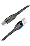 S91 Ledli Micro USB Kablo 1M 2.4A - Siyah-(5796)