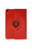 iPad 4 9.7 Kılıf 360 Tablet Deri Kılıf - Kırmızı-(5796)