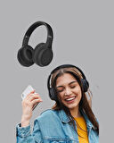 Siyah Kablosuz Bluetooth Kulaklık 300 mAh Hızlı Şarj Katlanabilir Pedli