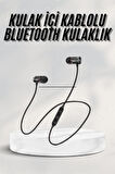 Sports Mıknatıslı Siyah Bluetooth Kulaklık Kablolu Uzun Pil Ömrü