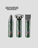 Şarjlı ve Kablosuz 3 Başlıklı Profesyonel Bakım Seti – Saç Sakal Burun ve K