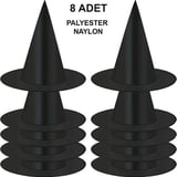 8 Adet Siyah Cadı Şapkası – Yetişkin &amp; Çocuk Kostüm Aksesuarı