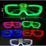 LED Işıklı Glow Pilli Parti Gözlüğü - Glow Efektli 6 Adet 5 Renk