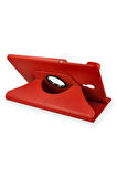 Samsung Galaxy T590 Tab A 10.5 Kılıf 360 Tablet Deri Kılıf - Kırmızı-(5796)