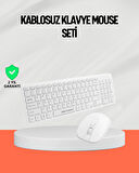 Beyaz Kablosuz Klavye Fare Seti Kablosuz Fare USB Alıcı PC Uyumlu