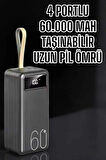 Powerbank 60.000 Mah Hızlı Şarj 4 Çıkışlı Uzun Şarj Süreli Dijital Göster