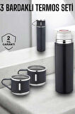 Paslanmaz Çelik 3’lü Termos Seti Vakumlu ve 8 Saat Isı Koruma