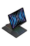 iPad Pro 11 (2024) F11 ATS Kılıf Magic Dönen Klavyeli Tablet Kılıf - Siyah-(579