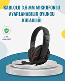 Kırmızı Gaming Kulaklık Stereo Mikrofonlu Dayanıklı Örgü Kablolu