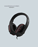 Kırmızı Gaming Kulaklık Stereo Mikrofonlu Dayanıklı Örgü Kablolu