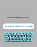 Kablosuz Retro Klavye ve Mouse Seti – 104 Tuşlu Sessiz Yazım