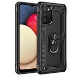 Samsung Galaxy A03s Kılıf Sofya Yüzüklü Silikon Kapak - Siyah