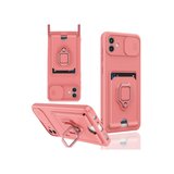 Samsung Galaxy A05 Kılıf Zuma Kartvizitli Yüzüklü Silikon - Pembe