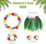 Yetişkin Hawaii Kostüm Seti - Yaprak Etek  Hawaii Set - 5 Parça