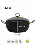 Altın Renk Kulplu Granit Derin Tencere - 24 cm