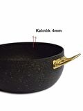 Altın Renk Kulplu Granit Derin Tencere - 24 cm