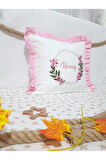 40x40 cm Fırfırlı Nakışlı Kırlent Bebek İsimli Takı Yastığı İçi Dolgulu C1