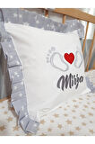 40x40 Cm Fırfırlı Nakışlı Kırlent Bebek İsimli Takı Yastığı İçi Dolgulu