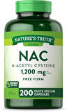 NATURES TRUTH N-Acetyl Cysteine 1200 mg (NAC) 200 Kapsül - 100 SERVİS