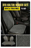 MG 4 2022 sonrası Terletmez Kaymaz Keten Oto Minder Kılıf Komple Set ( 7 Parça ) Füme