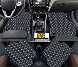 Corvette C5 1997-2004 Uyumlu Beyaz Dikişli Siyah Deri Paspas