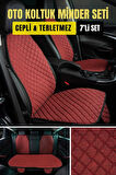 MİTSUBİSHİ colt-2004-2009-tkmTerletmez Kaymaz Keten Oto Minder Kılıf Komple Set(7Parça) Kırmızı