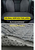 Seat ibiza-2009-2017-tkmTerletmez Kaymaz Keten Oto Minder Kılıf Komple Set ( 7 Parça ) Gri