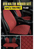 Fiat Doblo PanelVan 2001 - 2009 Terletmez Kaymaz Keten Oto Minder Kılıf Komple Set (7 Parça) Kırmızı