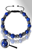 Sertifikalı Silver Hematitli Lapis Lazuli Taşı Bileklik - Ayarlamalı