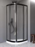 80X90 Oval Teknesiz Duşakabin Siyah Profil plastik Camlı