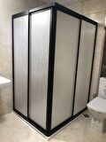 90X120 Teknesiz Duşakabin Siyah Profil Plastik Mika Cam