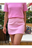 Kadın Uçuk Pembe Basic Mini Etek