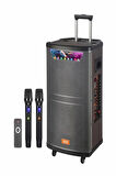 NDR-515 15" 100 Watt Taşınabilir Karaoke Ses Sistemi Bluetooth Hoparlör + Kumanda + Çift Mikrofon