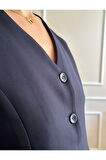 Kadın Lacivert Kısa Yelek