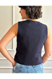 Kadın Lacivert Kısa Yelek