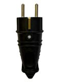 Nead 1x16 Kauçuk Düz Fiş Monofaze Siyah (10 Adet)