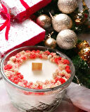 Nefha candle CAM MUMLUK İÇERİSİNDE ÇİÇEK DEKORLU KOKULU SOYA WAX MUM