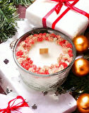 Nefha candle CAM MUMLUK İÇERİSİNDE ÇİÇEK DEKORLU KOKULU SOYA WAX MUM