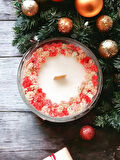 Nefha candle CAM MUMLUK İÇERİSİNDE ÇİÇEK DEKORLU KOKULU SOYA WAX MUM