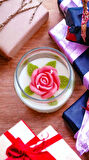 Nefha Candle HEDİYELİK  Gül Dekorlu Soya Wax Mum ( 10 FARKLI Koku Seçeneği Açıklamada )