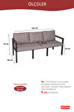 NEOKAS Bahce Mobilyası, Modern Balkon Mobilyası, Kafe Oturma Takımı, Teras Koltugu, 1 üçlü Koltuk