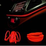Araç Araba İçi Torpido Ledi Renkli İp Neon İp Led 2 Metre Kırmızı